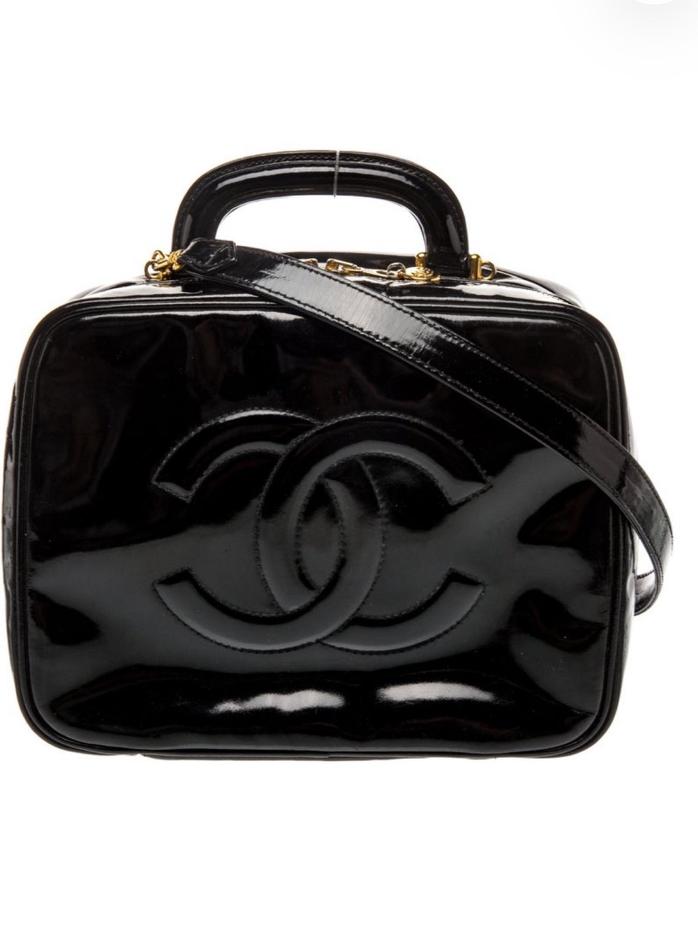 CHANEL Black Patent CC Vanity Case